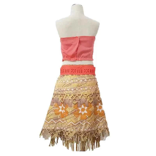 Disney Ocean Adventure Adult Kids Role Playing Vaiana Moana Princess Costume Dress Moana Necklace Pig Girls Mom Party Halloween