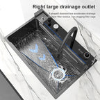 BOSX Stainless Steel Kitchen Sink with Waterfall Faucet