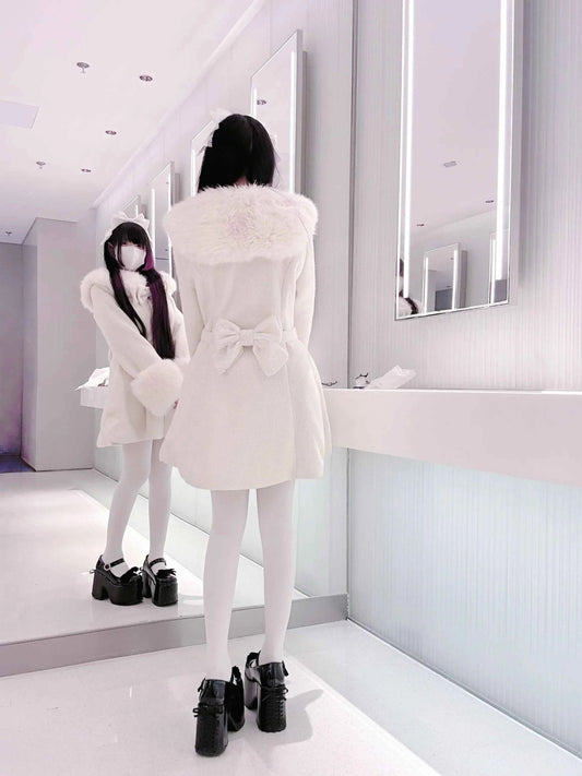 Original Japanese Mass-Produced Lace Jackets Girls Women Cute Bow Waist Cinch Heavy Drill Button Slim Fit Elegant Black Coat