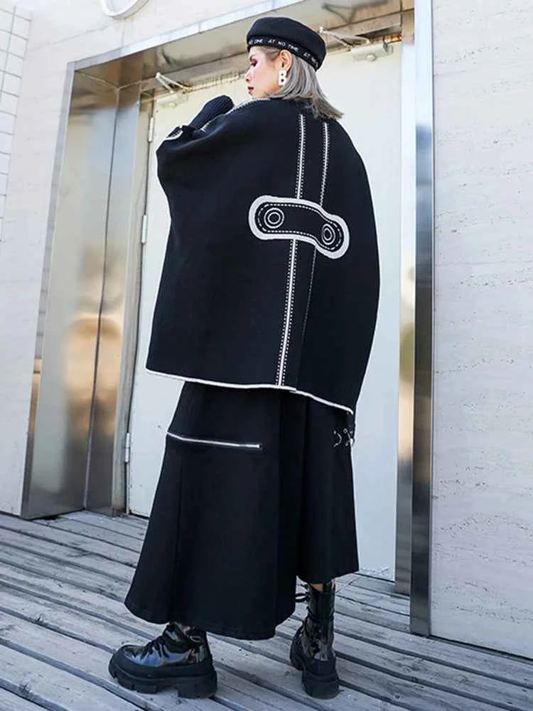 [EAM] Both Side Wear Big Size Knitting Sweater Turtleneck Long Sleeve Women Pullovers New Fashion Autumn Winter 2025 1DE3629