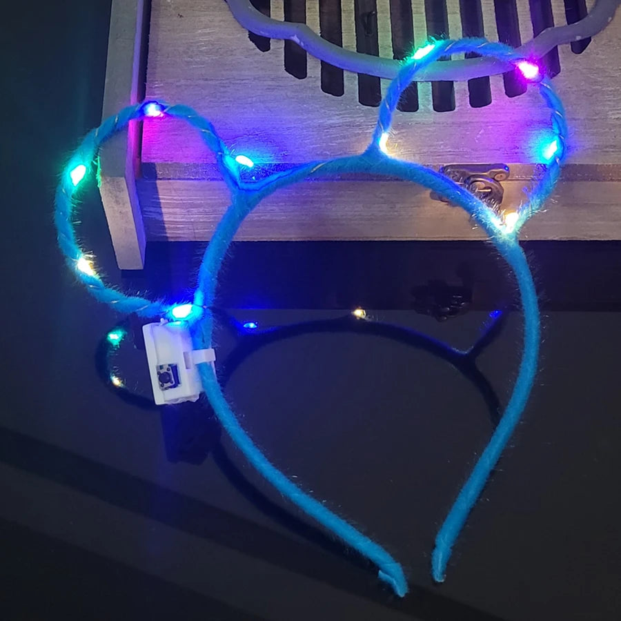 LED Glow Cat & Bunny Ear Headbands - 10/20/30 Pcs