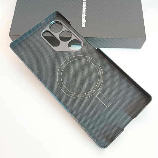 Genuine Aramid Carbon Fiber Magsafe Case For Samsung Galaxy S25 Ultra Matte Sunset Moonrise Bulletproof Magnetic Hard Thin Cover SS69