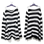 New Women's Punk Gothic Oversized Pullover Sweater Striped Hollow out Cool Harajuku Aesthetics Spring Autumn
