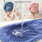 2pc Quick-Dry Super Absorbent Magic Microfiber Hair Drying Towel,Shower Cap & Turban,Soft Polyester Bath Hat with Button Closure