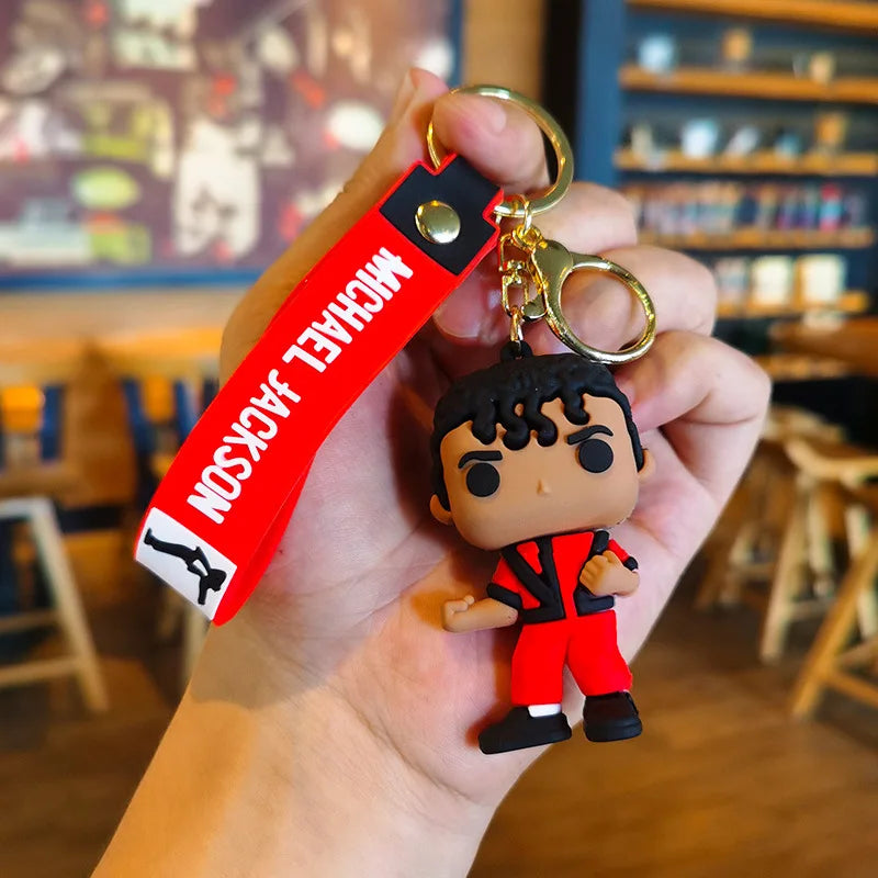 Michael Jackson Silicone Keychain with Gold-Tone Clasp