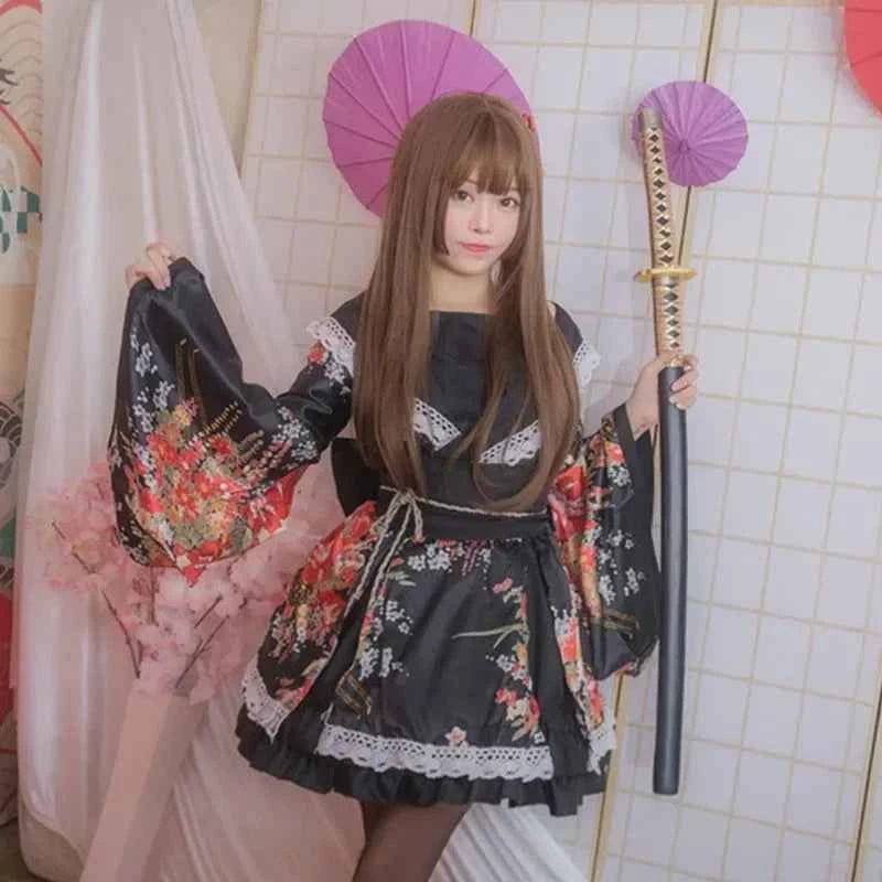 Japanese Kimono Anime Geisha Dancer Performance Costume 2024 Printed Pink Japanese Dress Traditional Dyed Dance Costume