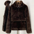 Mueyeruho Women's Faux Mink Fur Sweatshirt - Warm Brown Pullover