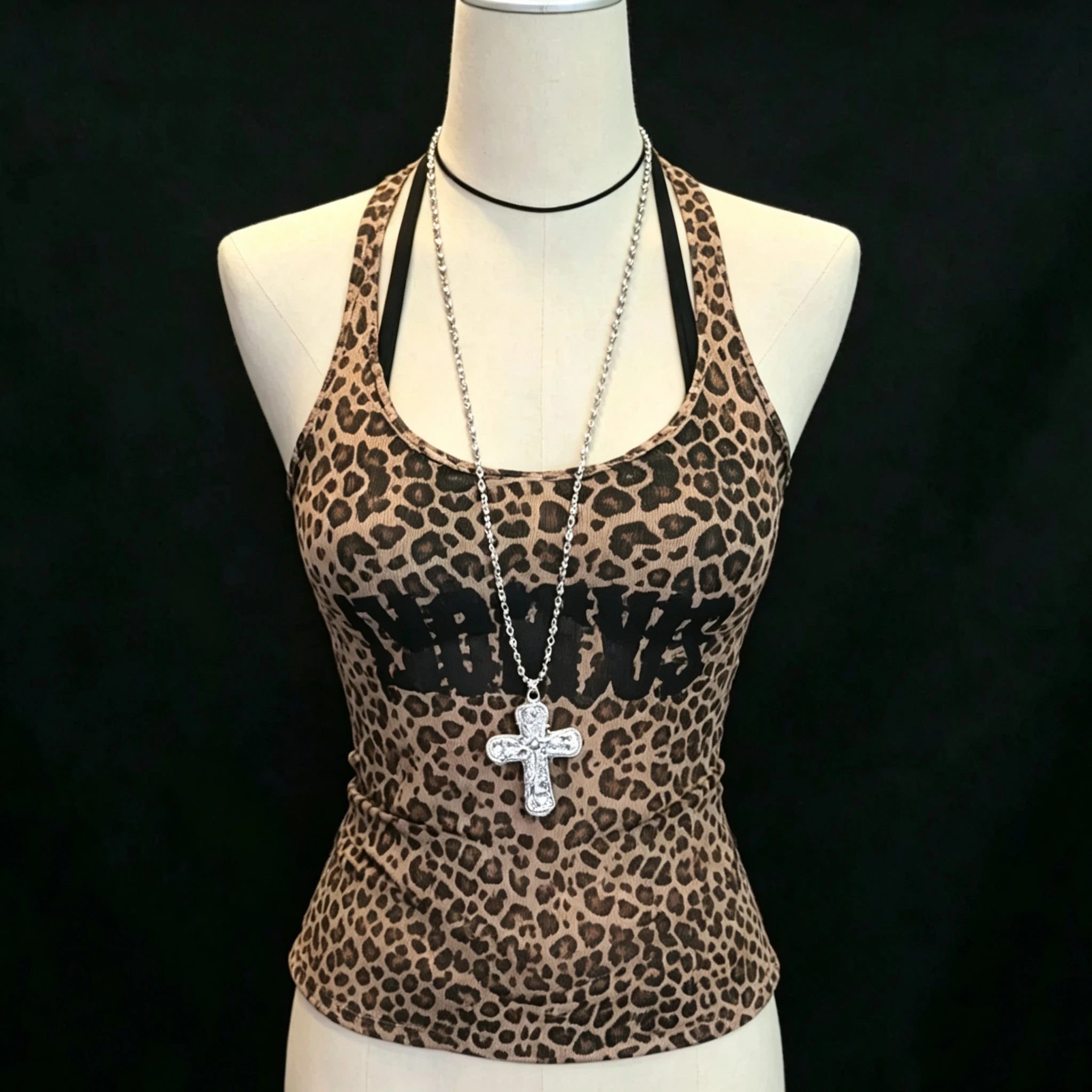 2000s American Vintage Sexy Leopard Camis Y2k Harajuku Slim Lace Patchwork Tanks Summer Streetwear Beach Party Sleeveless Tops