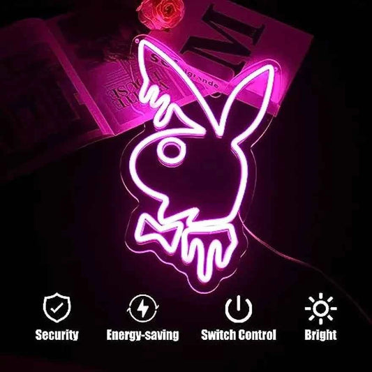 Rabbit Bunny Neon Signs for Wall Decor LED Neon Light Sign Cute Animal LED Signs for Bedroom Kids Room Party Decor Girl Gift