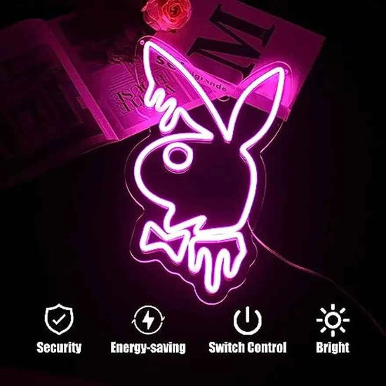 Rabbit Bunny Neon Signs for Wall Decor LED Neon Light Sign Cute Animal LED Signs for Bedroom Kids Room Party Decor Girl Gift