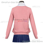 Momo Ayase Cosplay Costume Wig Anime Dandadan School JK Uniform Earrings Pink Sweater Skirt Halloween Party Women