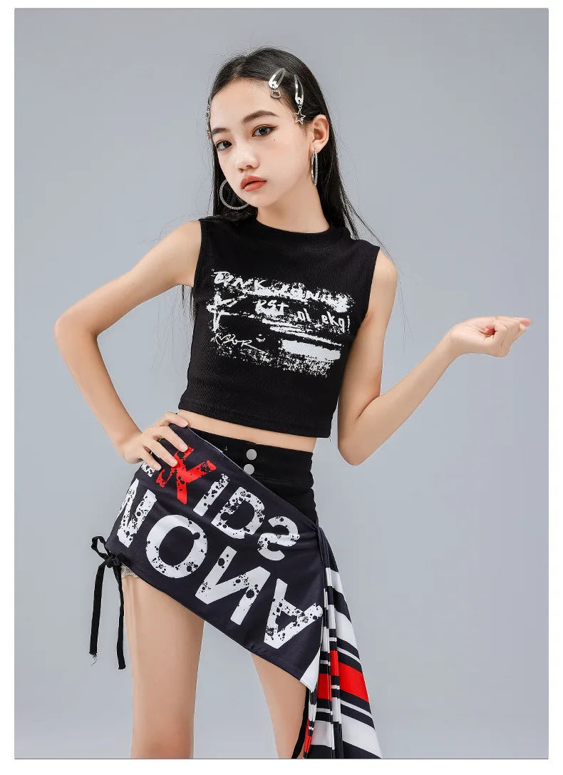 Girls K-Pop Street Dance Crop Top & Hot Pants Set