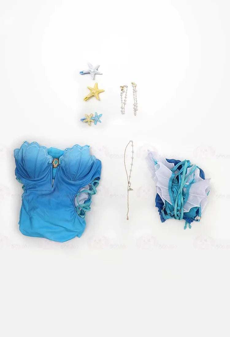 Anime Vaporeon Cosplay Costume Women's Sexy Bodysuit Tail Suit One-Piece Swimsuit Bathing suit Halloween Carnival Party Clothes