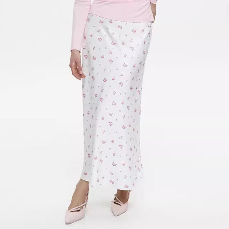 Summer Printed Fashion Long Skirt for Women High Waist Contrast Patchwork Slim Elegant Party Looks Ladies Y2k Maxi Skirt SS69