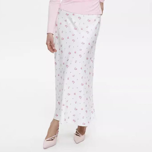 Summer Printed Fashion Long Skirt for Women High Waist Contrast Patchwork Slim Elegant Party Looks Ladies Y2k Maxi Skirt SS69