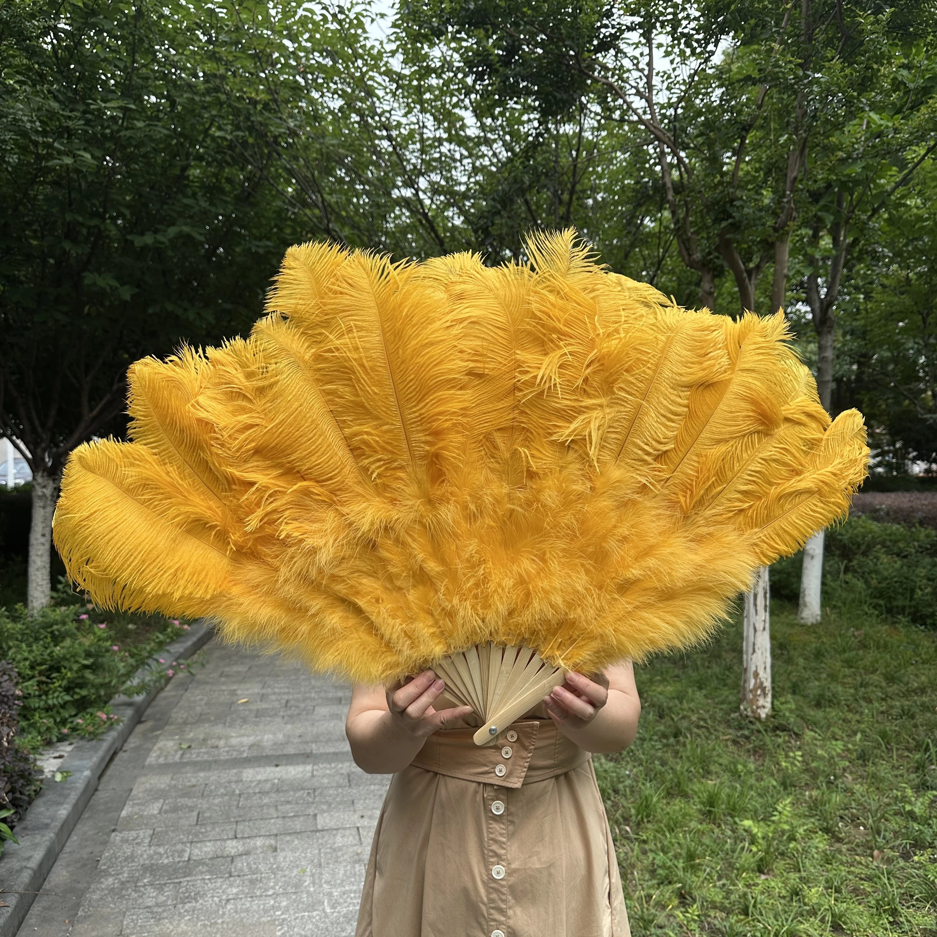 Large Ostrich Feather Fan 130cm - Carnival & Stage Performance