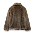 MUJER Faux Fur Coat Plush Fluffy Women's Jacket 2025 Woman Autumn Winter New in Outerwears White Red Gray Black Blends Coats