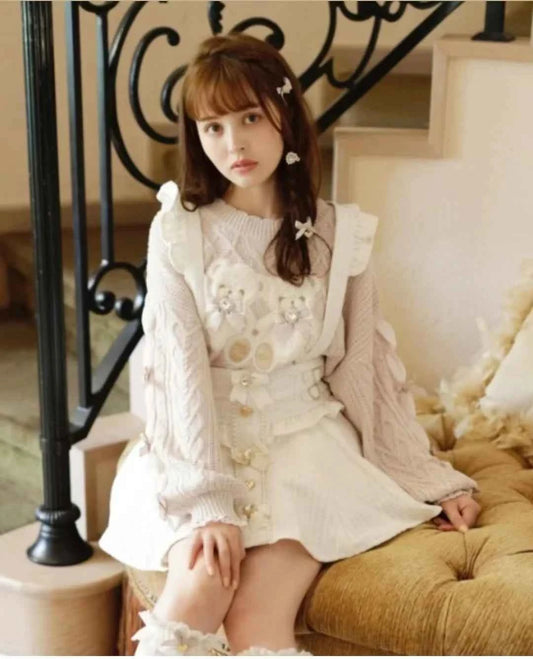 Mine Style Autumn and Winter Classic Cartoon Bear Sweater Lady Girls Sweet Round Neck Loose Sweater Japanese Liz Knit Tops