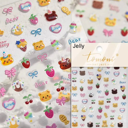 Cute Jelly Pink Cat Paw Print Nail Sticker Kawaii Pink Black Cat Claw 5D Embossed Self-Adhesive Nail Art Sticker Nail Art Decal SS69 7.69 TO4259