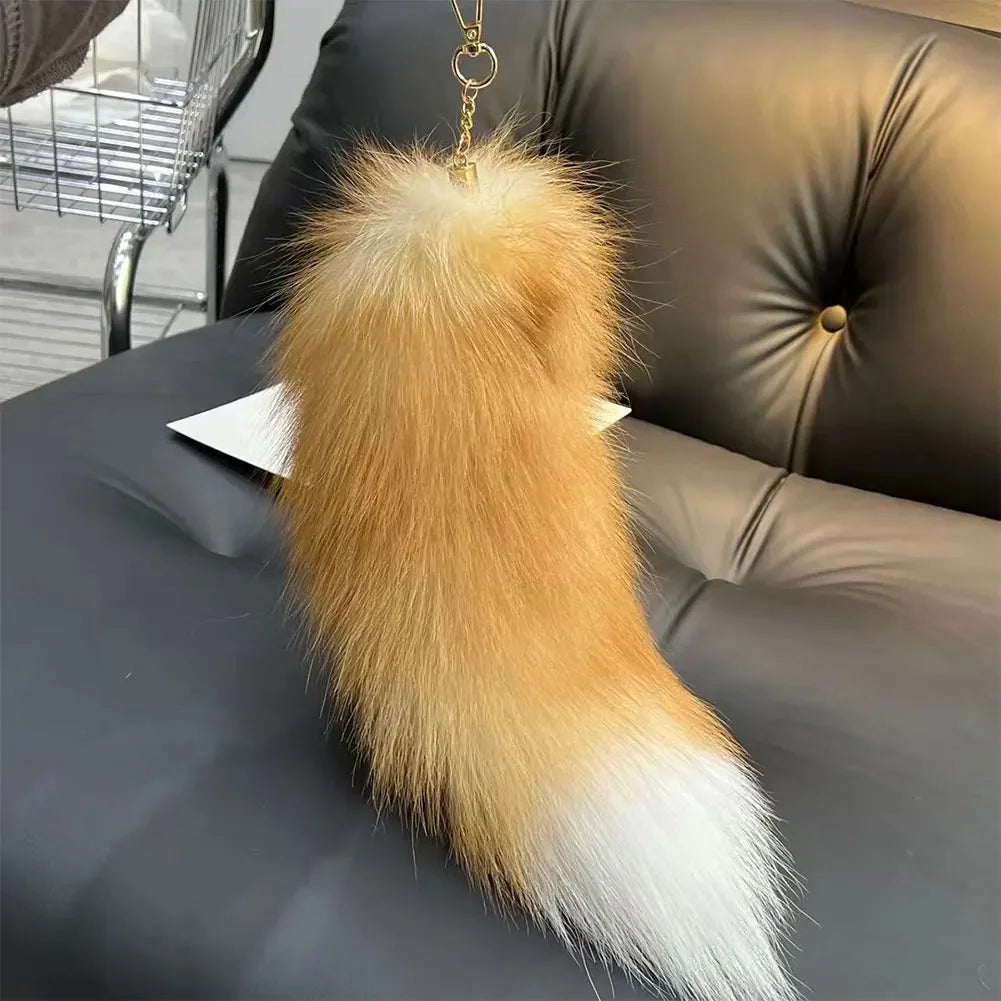 Huge Fluffy Faux Fur Fox Tail Keychain Bag Charm