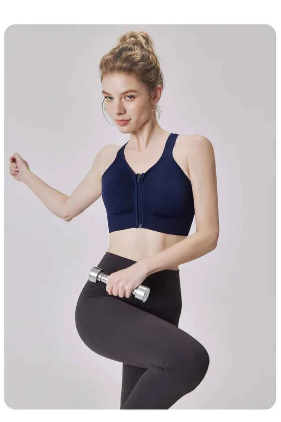 CZGUKE Women's zipper sports bra vest plus size shock resistant bra women's yoga running fitness bra women's underwear