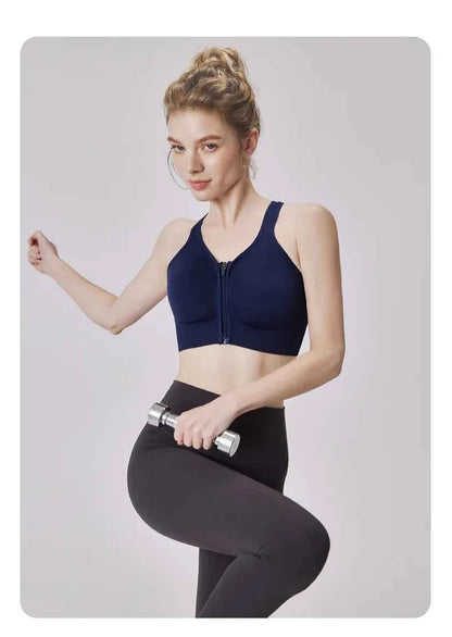 CZGUKE Women's zipper sports bra vest plus size shock resistant bra women's yoga running fitness bra women's underwear