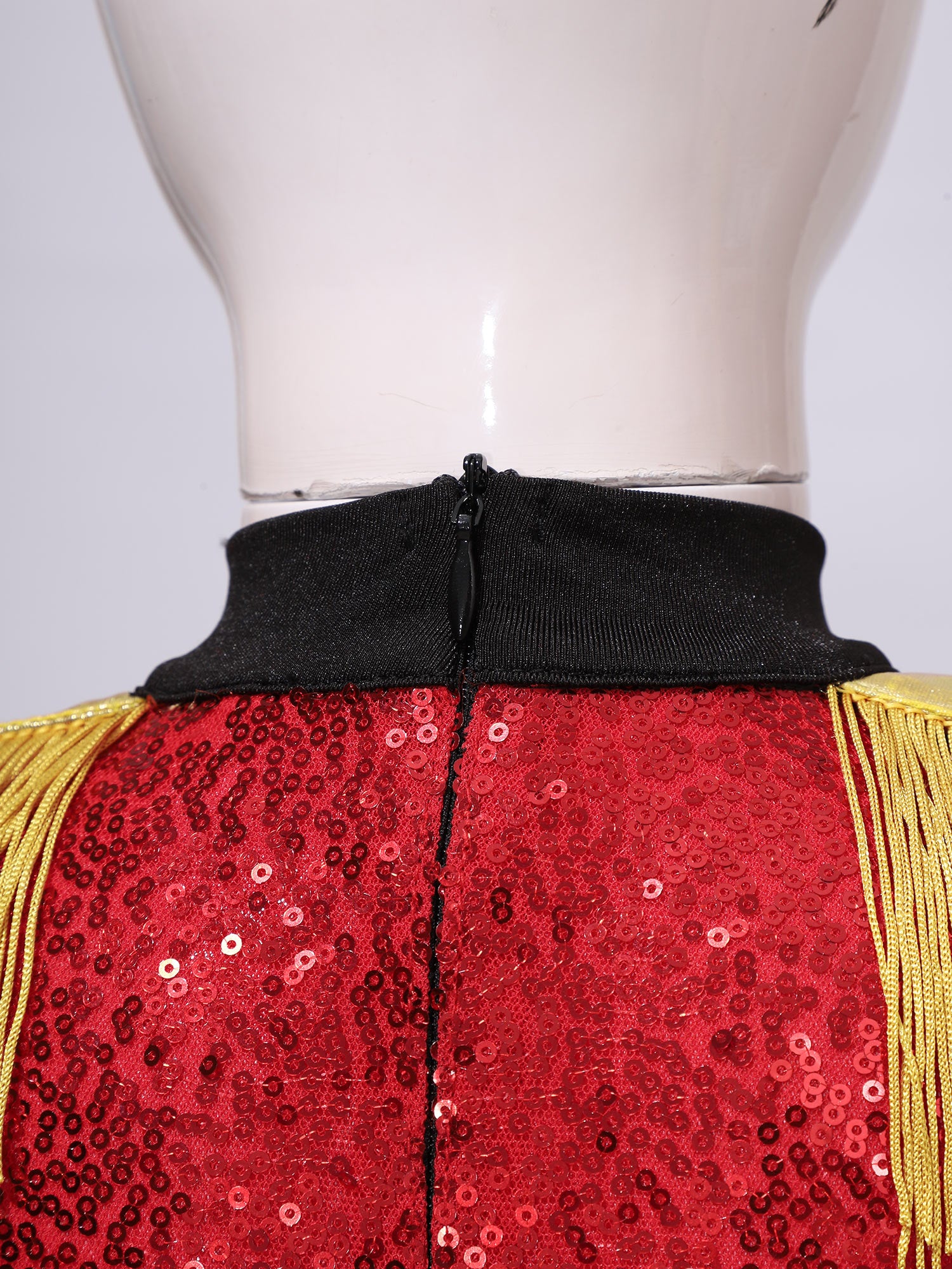 Inlzdz Women's Sequin Tassel Ringmaster Leotard Dress