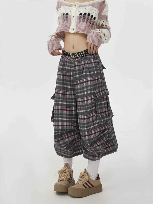 Summer Women Abi Goblin Core Plaid Jorts Harajuku Y2k Streetwear Shorts 2000s Aesthetic Pants Japanese Grunge Cyber Punk Tomboy