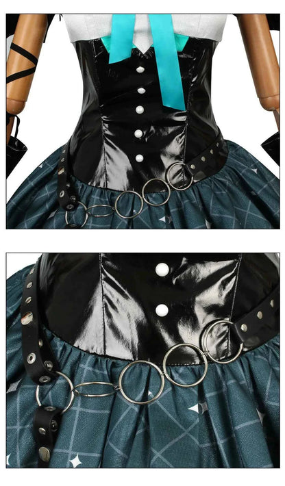 Women Sexy Demon Miku Cosplay Costumes Anime Devil Hatsune Cosplay Uniform Dress Wigs Wings Suit With Horns Tail Halloween Party