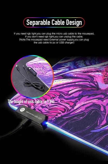 1pc Suguru Geto Jujutsu Kaisen Anime XXL RGB Gaming Mouse Pads HD Black Gamer Accessories Large LED SS69