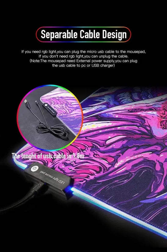 1pc Suguru Geto Jujutsu Kaisen Anime XXL RGB Gaming Mouse Pads HD Black Gamer Accessories Large LED SS69