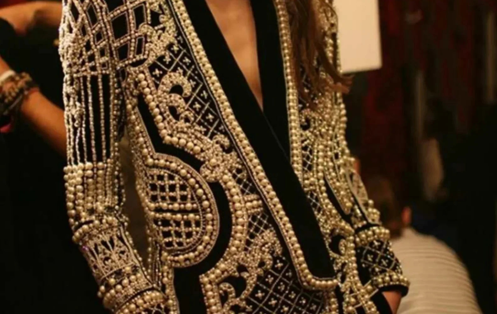 Pearl Embroidery Female Jacket, Full Sleeve Slim Jackets, V Neck, Hidden Button Print Suit, Large Size, Fall Fashion SS69