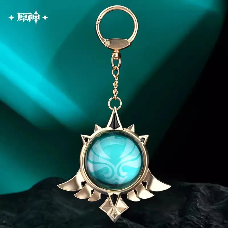 [Genuine]  Anime Game Genshin Impact 2023 Carnival Theme Cosplay Vision Elemental Pendant Rock Wind Garss Metal Backpack Charms
