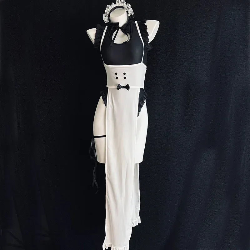 Anime Maid Costume Jumpsuit with Apron & Leggings