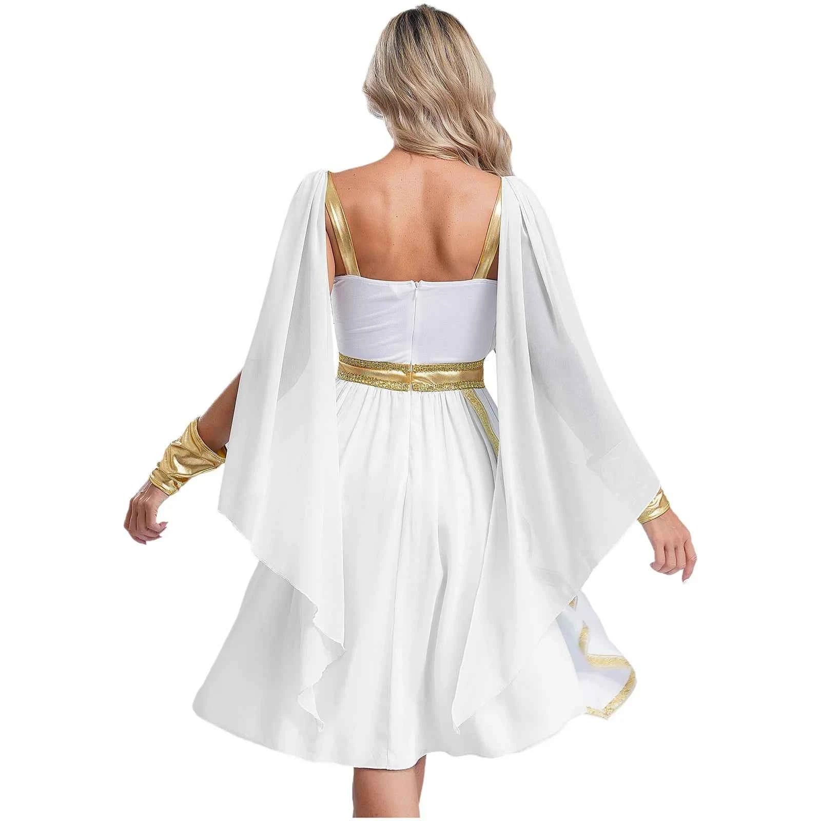 SS69 Women Ancient Greek Goddess Cosplay Costume Chiffon Sleeveless Dress
