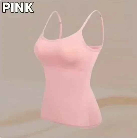Cami Bra – Women's Camisole With Built In Padded Bra Vest Dropshipping As Seen on Tiktok Pink Top For Women Pajamas Home Wear