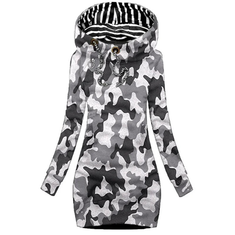 Hoodie Dress Casual Solid Colour Long Sleeve Drawstring Hoodie Dress Slim Hooded Pullover Sweatshirt Dress SS69