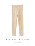 CHICUU Women 100% Cashmere Legging elasticity Slim Pants Autumn Winter Thick Basic Leggings Soft Warm Cashmere Knitwear SS69 106.69 Beige / M