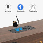 Rechargeable Wooden Alarm Clock with Bluetooth Soundbar Subwoofer Speaker and FM Radio for Home or E-sport Game Room Decoration