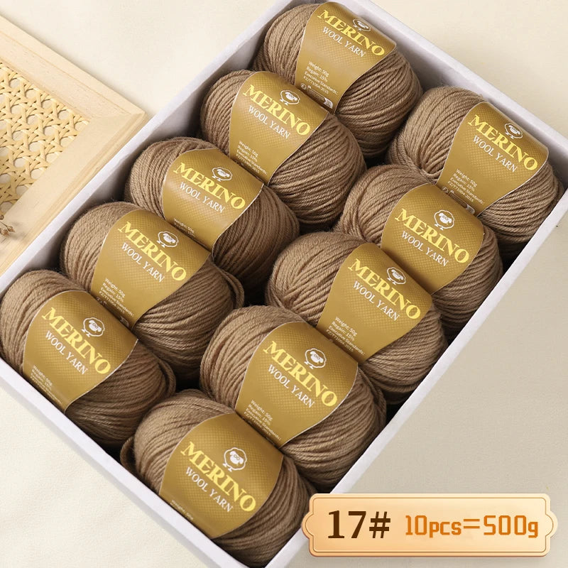 500g of High-Quality 212 Medium-Fine Alpaca Wool Yarn, Suitable for Knitting Sweaters, Scarves, and Hats, 10 Skeins/Pack
