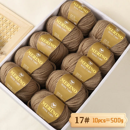 500g of High-Quality 212 Medium-Fine Alpaca Wool Yarn, Suitable for Knitting Sweaters, Scarves, and Hats, 10 Skeins/Pack