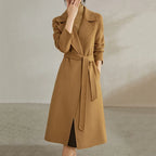 SENTUBILA Women's 100% Wool Long Wrap Coat with Belted Waist