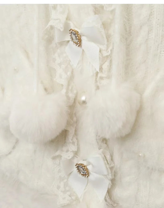Godivana Lolita Faux Rabbit Fur Cape, Batwing Sleeve Hooded Jacket