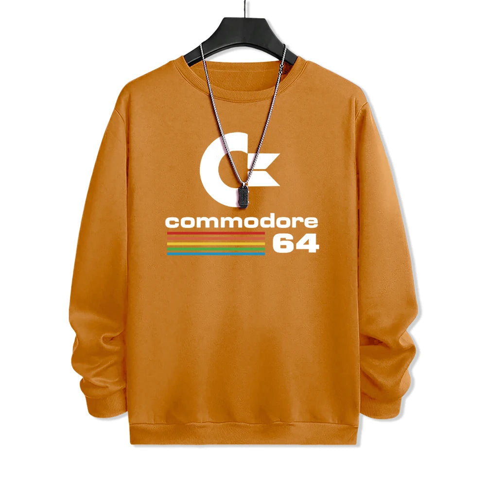 Commodore 64 Fun Logo Printed Hoodies Mens Oversized Pullover Hoody Loose Comfortable Clothes Fleece Casual Hoody Men Warm SS69 23.69 Khaki / S