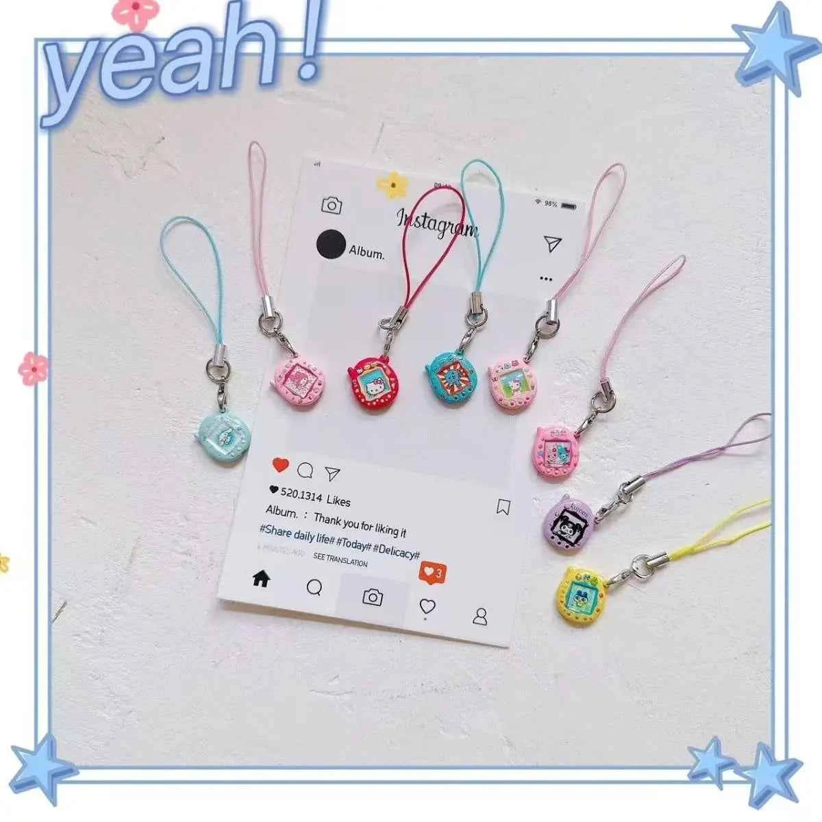 Cute Handmade Mini Tamagotchi Alloy Pendant Mobile Phone Pendant Cartoon Simulation Tamagotchi Pendant Keychain