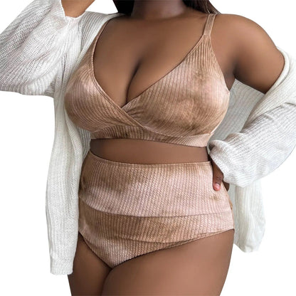 Plus Size Swimsuit Women Big Breast Bikini Set 2024 Sexy Two Pieces Bikinis High Waisted Swimwear Brazilian Bathing Suit SS69 25.69 Coffee / XXL / CN