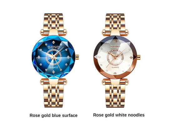 SENO Ocean Star Women Crystal Watch 2024 Top Brand Luxury Rose Gold Women Bracelet Watch for Ladies Wrist Watch Relogio Feminino SS69