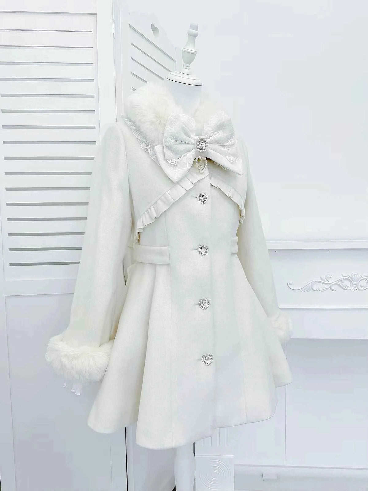 Japanese Mass-Produced Long Wool Collar Coat 20% Wool Waist-Cinching Sweet Girl Long Sleeve Slim Fit Elegant Lolita Woolen Coat