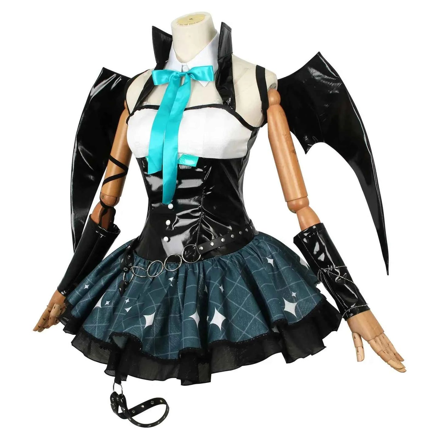 Women Sexy Demon Miku Cosplay Costumes Anime Devil Hatsune Cosplay Uniform Dress Wigs Wings Suit With Horns Tail Halloween Party