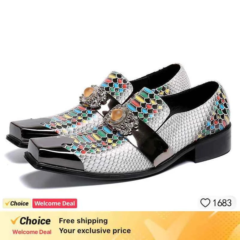 Special Square Toe Men's Shoes Slip on Genuine Leather Dress Men Party, Business, and Wedding Shoes men